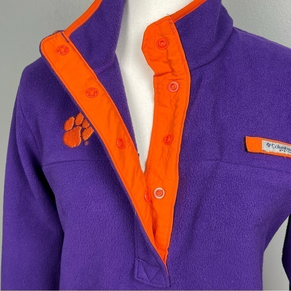 Columbia PFG Clemson Tigers fleece 1/2 snap pullover, size XS. - Picture 6 of 13